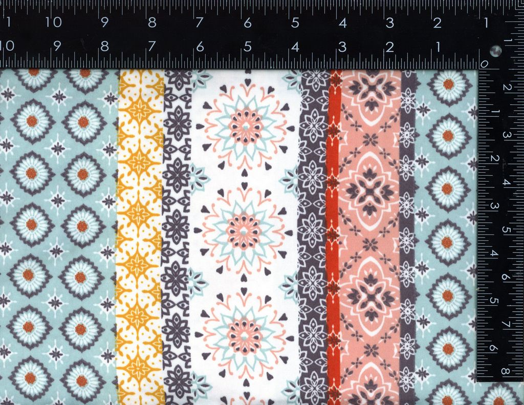 NFE210611-009 PEACH/TEAL/GREY DTY BRUSHED PRINTS ETHNIC ITEMS