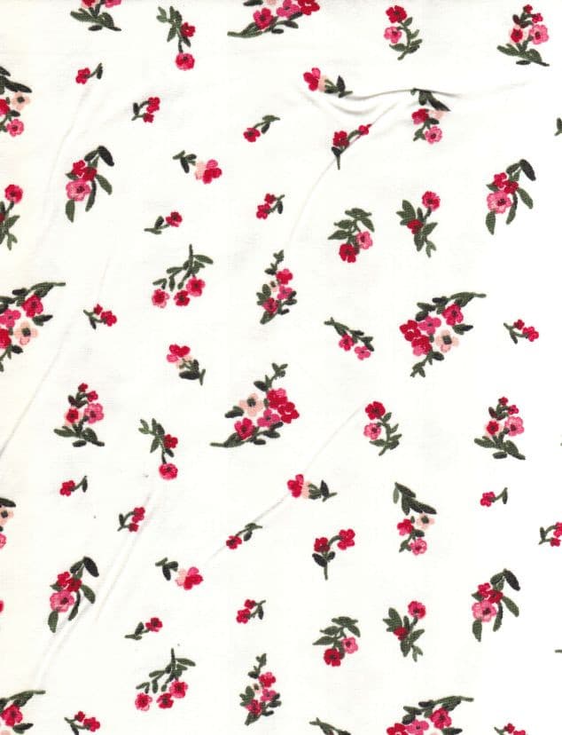 NFF181207-009 OFFWHITE/RED DTY BRUSHED PRINTS FLORAL ITEMS IVORY RED