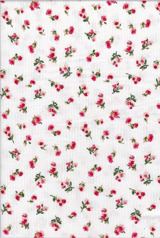 Fabric Wholesale Depot DITSY FLORAL PRINTED ON SOFT POLYESTER SPANDEX 4X2 RIB NFF181209-026.