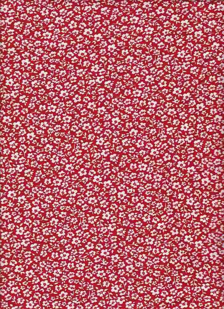 NFF190611B-009 RED/WHITE DTY BRUSHED PRINTS FLORAL ITEMS WHITE RED