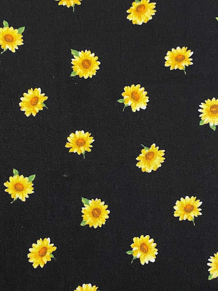 Fabric Wholesale Depot SUPER SOFT POLYESTER SPANDEX DBP / DTY BRUSHED SUNFLOWER FLORAL [NFF200217-009].