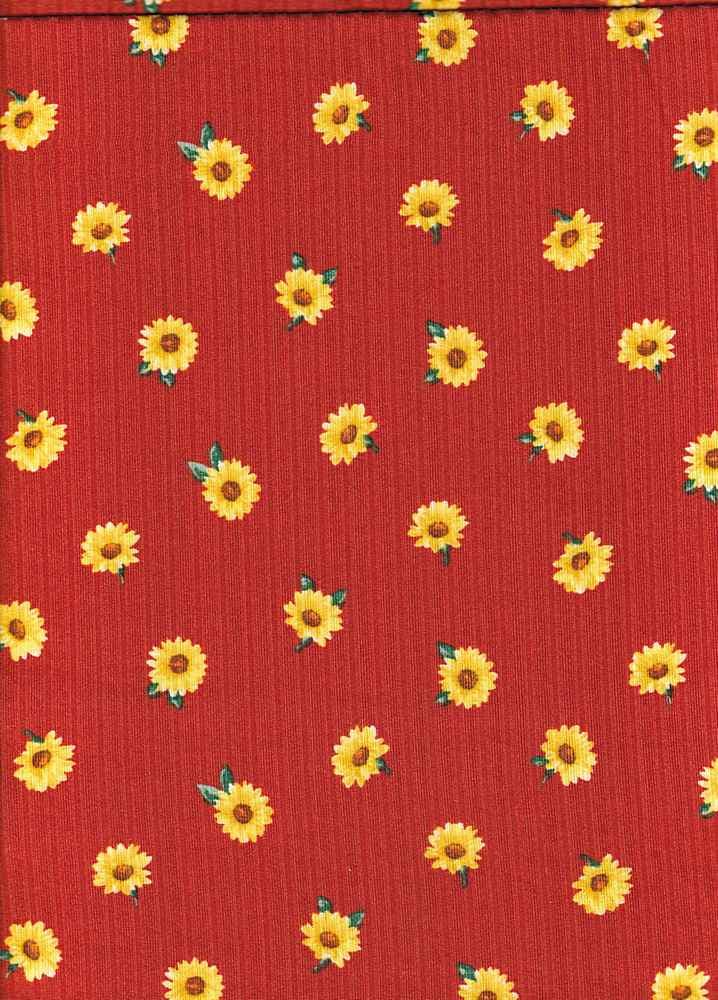 Fabric Wholesale Depot SMALL SUNFLOWER PRINTED ON POLYESTER SPANDEX 8X3 RIB NFF200217-042.
