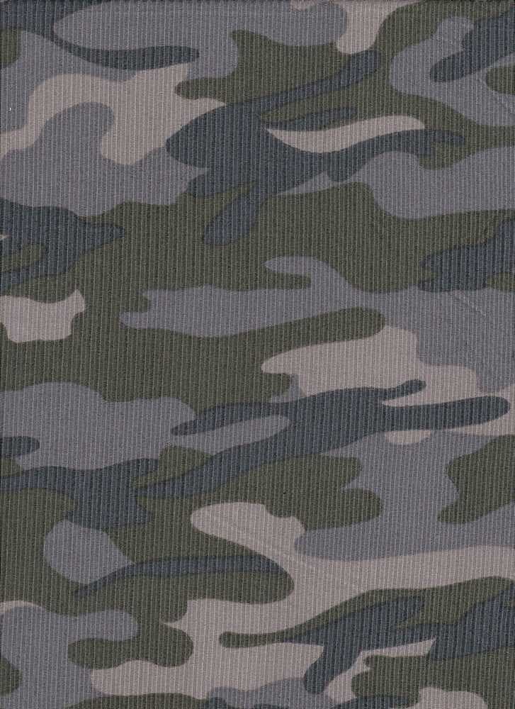 Fabric Wholesale Depot CAMOUFLAGE PRINTED ON SOFT POLYESTER SPANDEX 4X2 RIB NF00033-026.