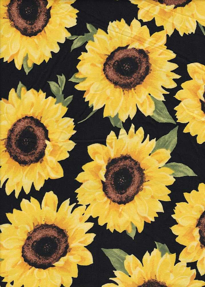 Fabric Wholesale Depot SUPER SOFT POLYESTER SPANDEX DBP / DTY BRUSHED BIG SUNFLOWER [NFF201027B-009].
