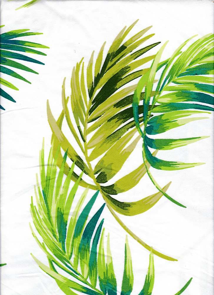 NFT190839-009 OFFWHITE/GREEN DTY BRUSHED PRINTS TROPICAL ITEMS