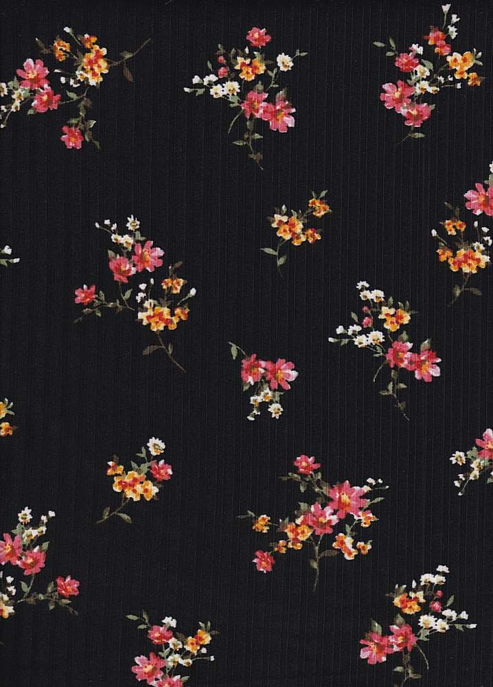 Fabric Wholesale Depot FLORAL PRINTED ON POLYESTER SPANDEX 8X3 RIB NFF200212-042.