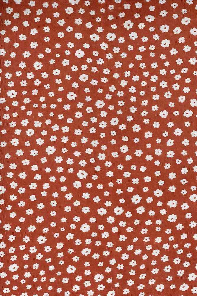 NFF200714-011 RED BROWN RAYON CHALLIS FLORAL PRINTS RED