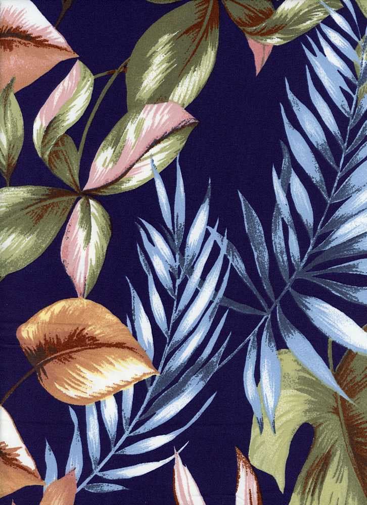 NFT210117-009 NAVY DTY BRUSHED PRINTS ITEMS TROPICAL