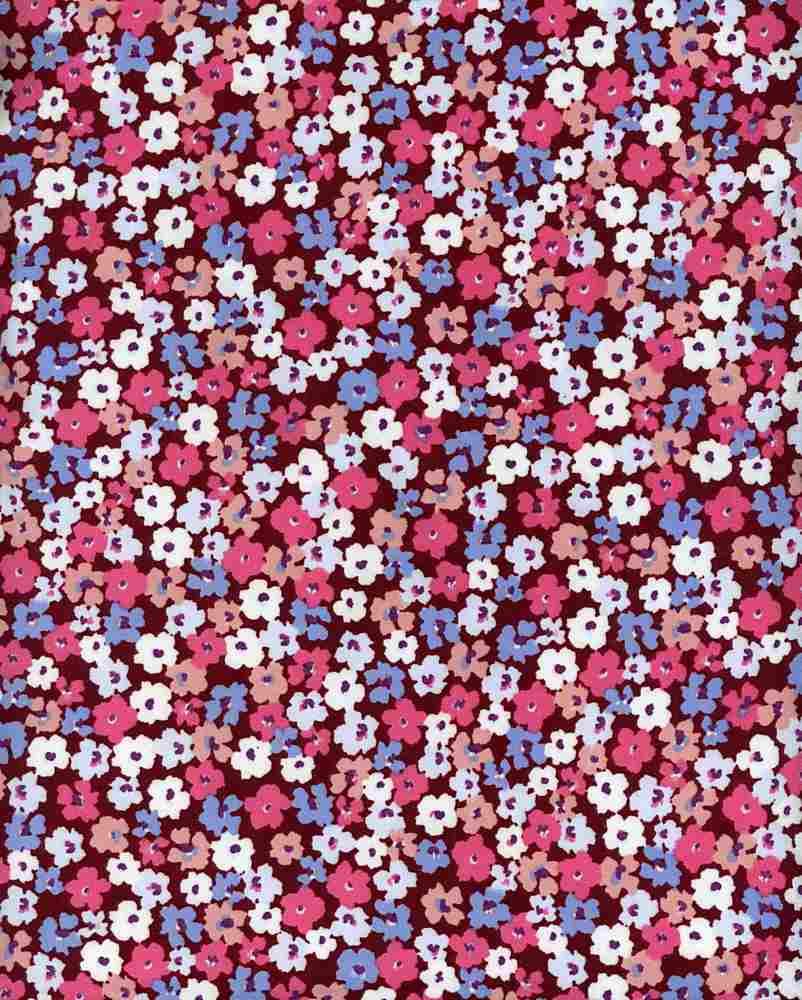 NFF210326-009 BURGUNDY/MAUVE DTY BRUSHED PRINTS FLORAL ITEMS PINK RED