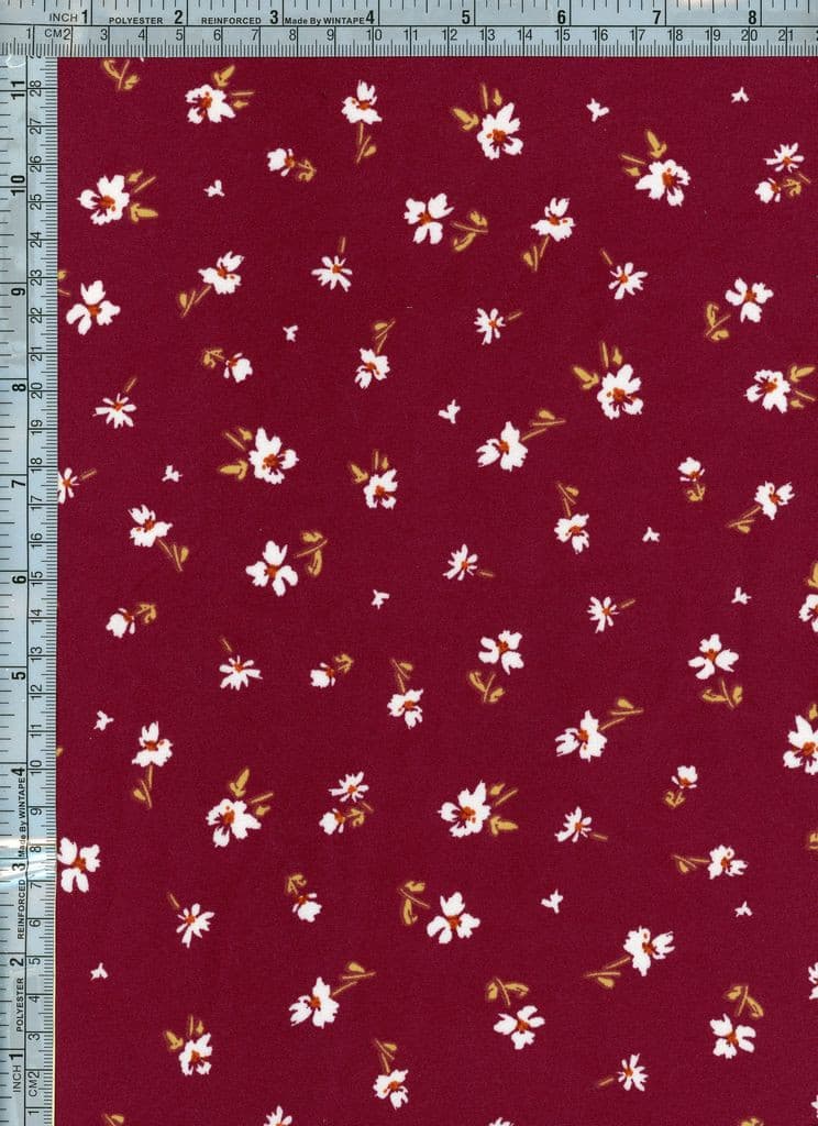 NFF201104-009 BURGUNDY DTY BRUSHED PRINTS FLORAL ITEMS RED