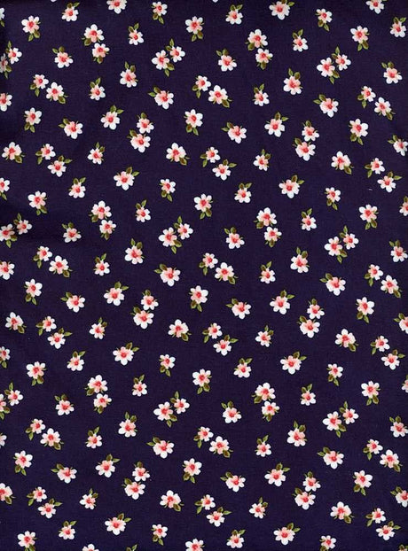 NFF210312B-009 NAVY BLUE DTY BRUSHED PRINTS FLORAL ITEMS