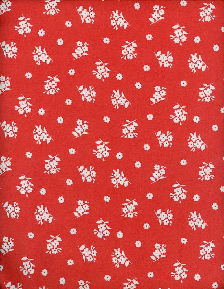 NFF210212C-009 CORAL TOMATO DTY BRUSHED PRINTS FLORAL ITEMS RED ORANGE