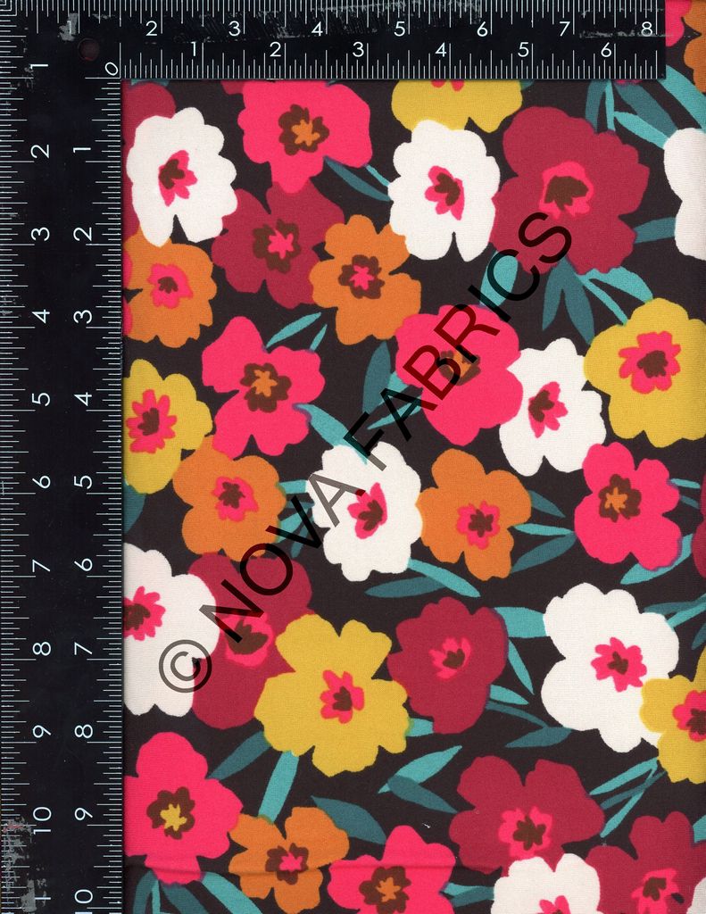 NFF230109-009 C2/FUCHSIA/BLK DTY BRUSHED PRINTS FLORAL